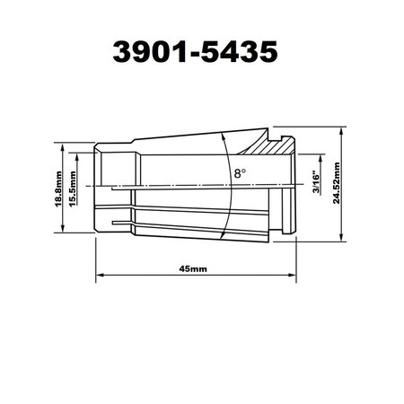 H & H INDUSTRIAL PRODUCTS Pro-Series 3/16" Sk16 Lyndex Style Collet 3901-5435